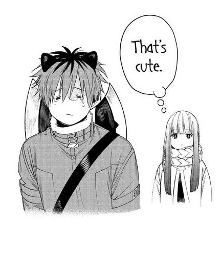 keiuzuki's tweet image. Fern making Stark wear a cat ears headband and finding it cute is so adorable 😭

#Frieren