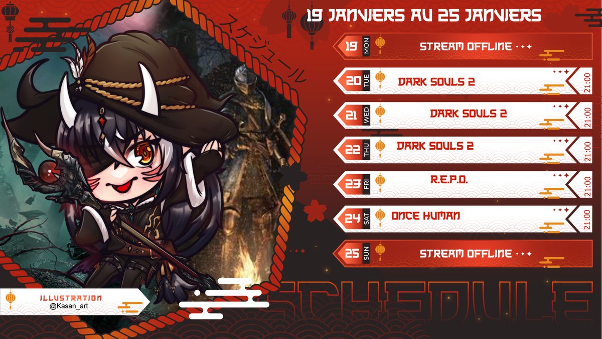 Planning de la semaine (en retard désolé)

On continue les aventure du Mage-faucheur sur Dark souls 2 et en fin de semaine un peut de REPO et de Once human