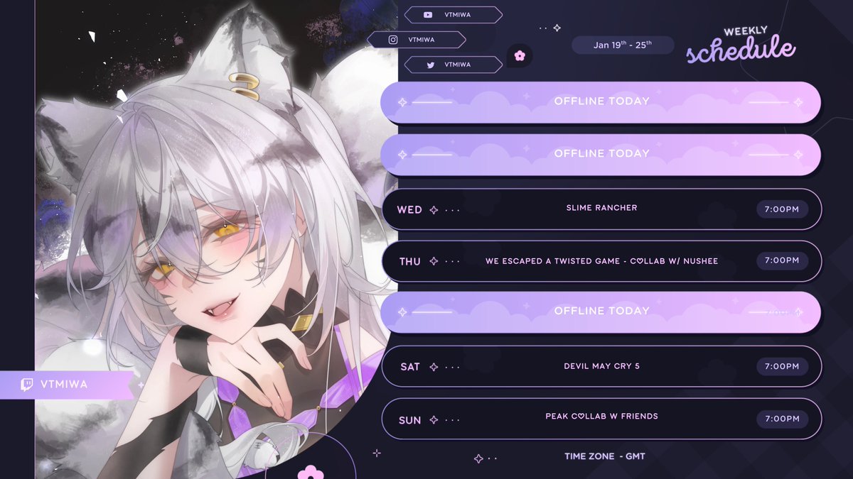 Haii Guys! 

Little late notice but here’s this weeks schedule! ♡