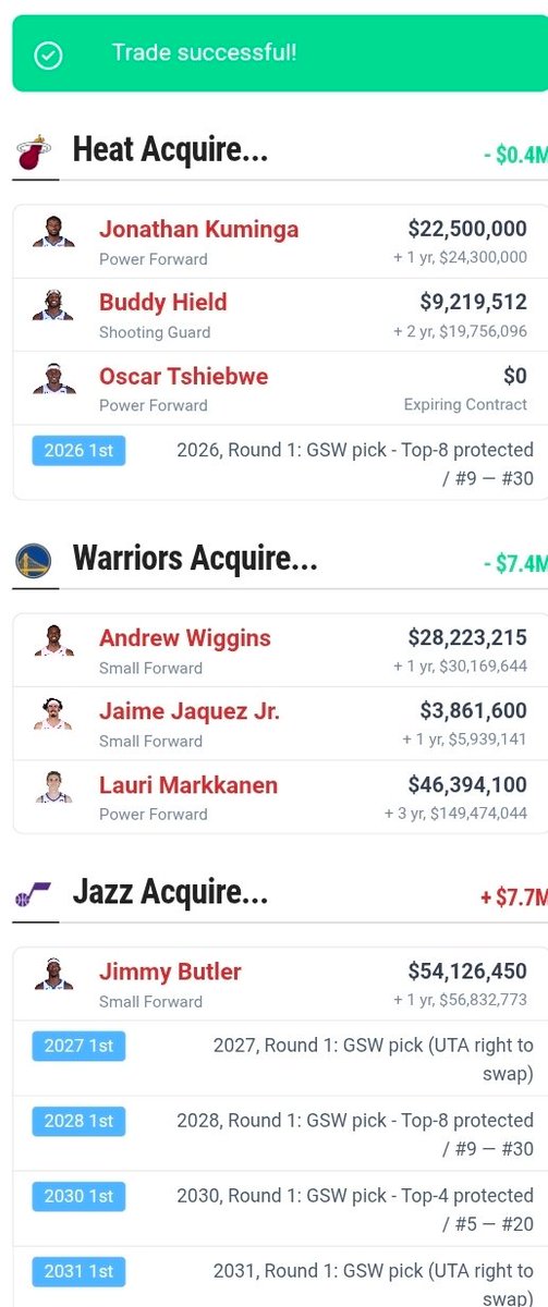 Flip Jimmy for Lauri or MPJ &amp; Clax
Flip JK for Wiggins 

Don't let them gaslight you, #DubNation 

They've got $85M+ in salaries and ALL their draft picks. They can build a great team around Steph still. They just don't want to. 

Steph looks checked out and I can't even blame