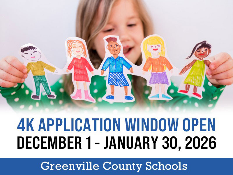 REMINDER: The 4K application window is open through January 30. Your child must turn four years old on or before September 1, 2026 to be considered for the 2026-27 school year. Apply through Parent Backpack.

Find more registration information here: tinyurl.com/4pkts4z5