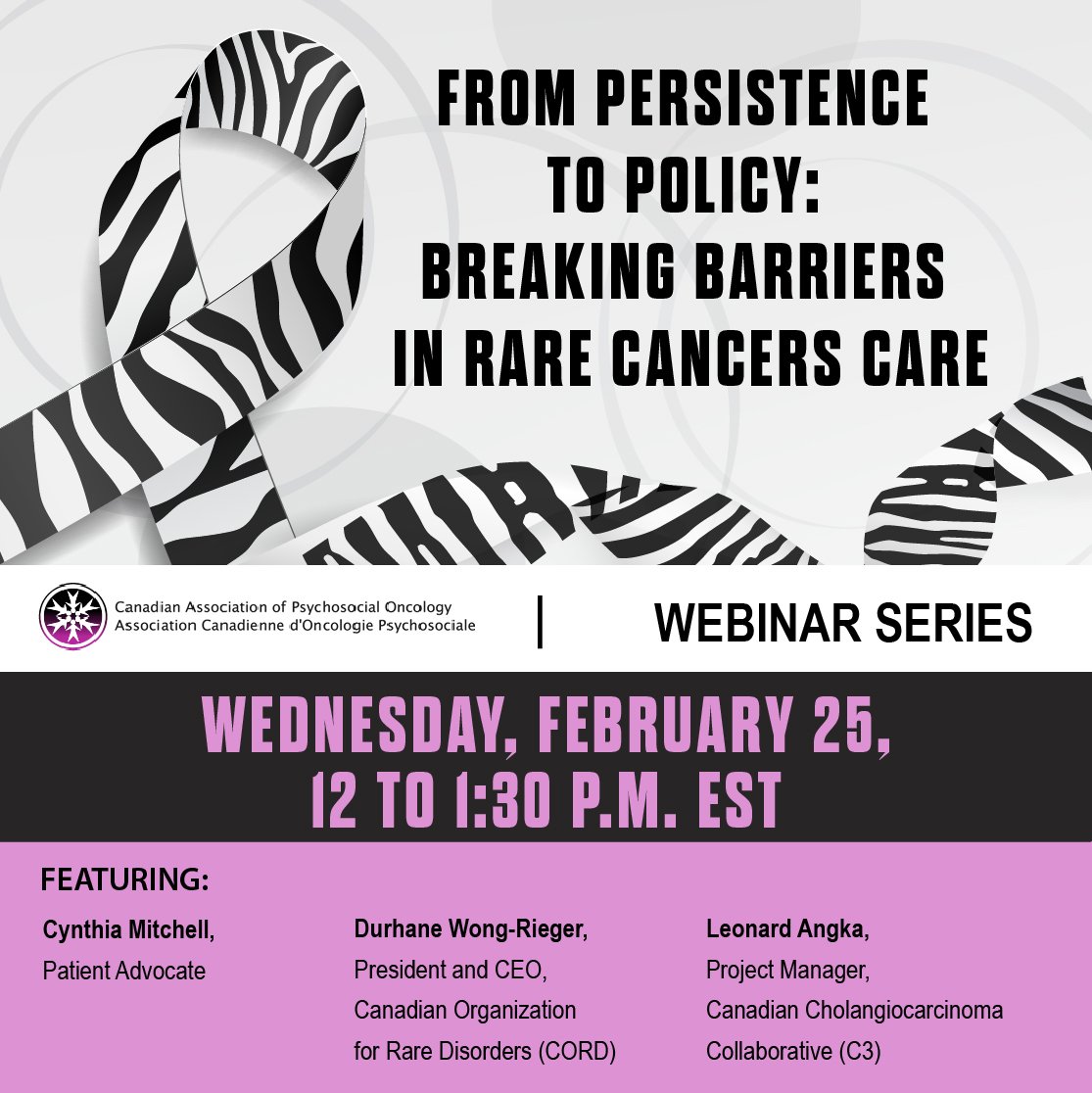 Join <a href="/CAPO_ACOP/">CAPO</a> for the Webinar Series: From Persistence to Policy: Breaking Barriers in Rare Cancers Care
Wednesday, February 25, 12 to 1:30 p.m. EST, on Zoom
Featuring: Cynthia Mitchell, Durhane Wong-Rieger, Leonard Angka
Secure your spot now! capo.ca/event-6530556