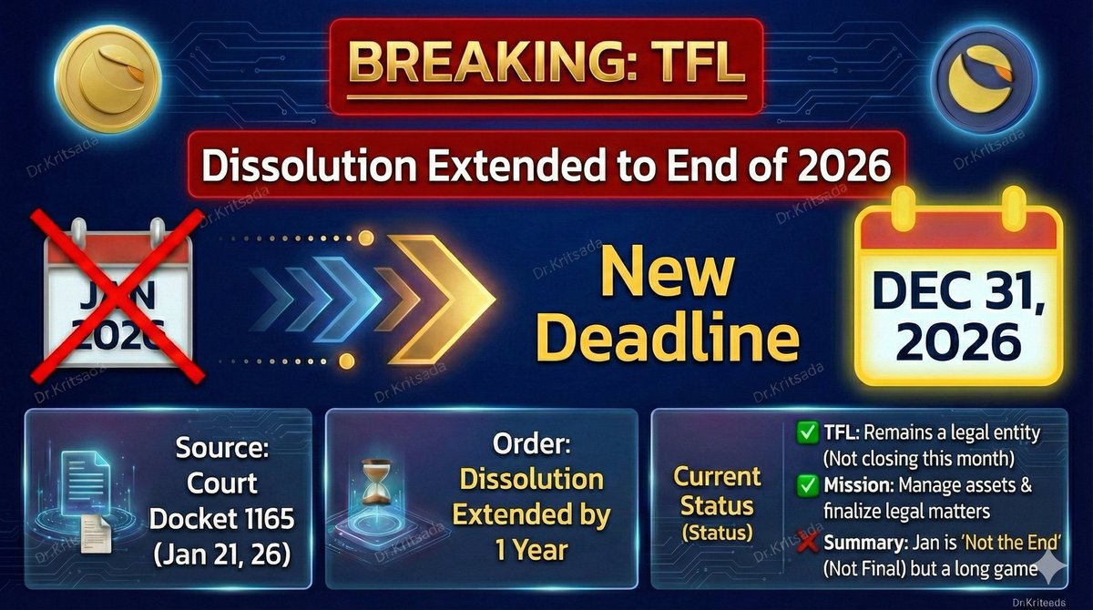 #TFL $LUNC ​🗓 New Deadline: Dec 31, 2026 
​Jan 2026 is NOT the end. The process continues.

#LUNC #USTC #TerraClassic #DrKritsada