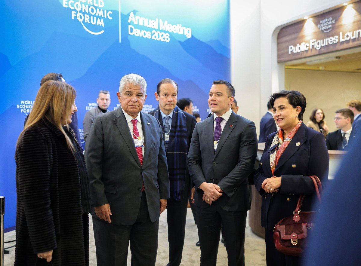 El presidente José Raúl Mulino llega junto a su homólogo Daniel Noboa para participar, en calidad de Jefe de Estado, en la conferencia del presidente Donald Trump, como parte de la agenda oficial en el Foro Económico Mundial.

#ConPasoFirme