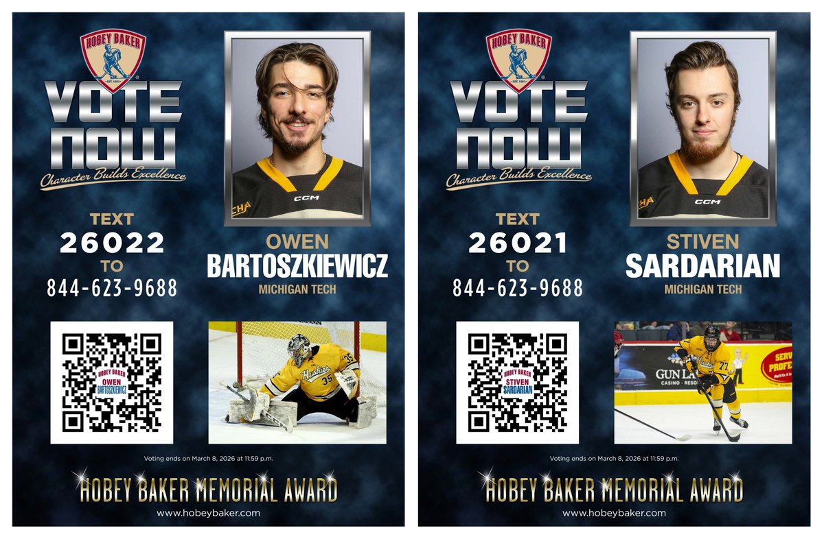We have 2 Hobey Baker candidates! Make your vote count.

#mtuhky #FollowTheHuskies