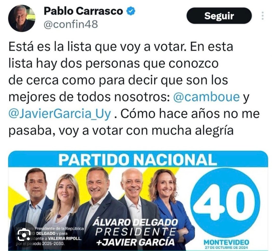 Así que Javier García le pidió ayuda a Sartori para salvar a Conexión Ganadera que le daba plata a la fundación Sophia que es de la Iglesia Católica que era donde trabajaba la esposa y que era presidida por la hija de Pablo Carrasco que apoyaba a la lista 40. He dicho.