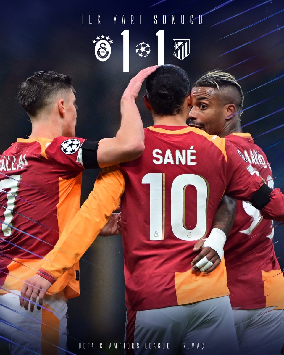 İlk yarı sonucu: Galatasaray 1-1 Atlético Madrid

#GSvATL #UCL
