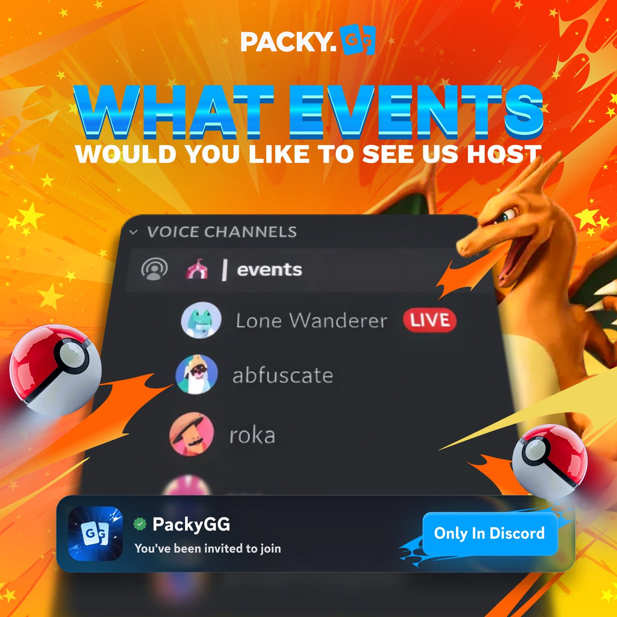 Which events do you want us to host next in the Discord? Drop your ideas below👀

We’ve been running Split or Steal, IRL challenges, trivia &amp; a ton more🎁

👉discord.gg/packygg

Like &amp; Retweet for a chance to win $25 💰