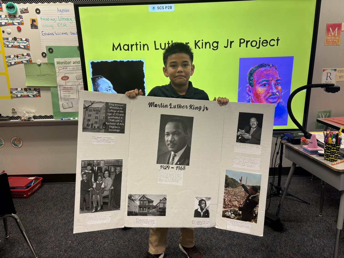 Learning history, honoring a legacy, and expressing it creatively—check out my students’ MLK Jr. poster! 🎨❤️#FutureLeaders <a href="/ajbushelem/">Bush Elementary</a> <a href="/mtgarcia2010/">Maria Teresa Garcia, Ed. D.</a>