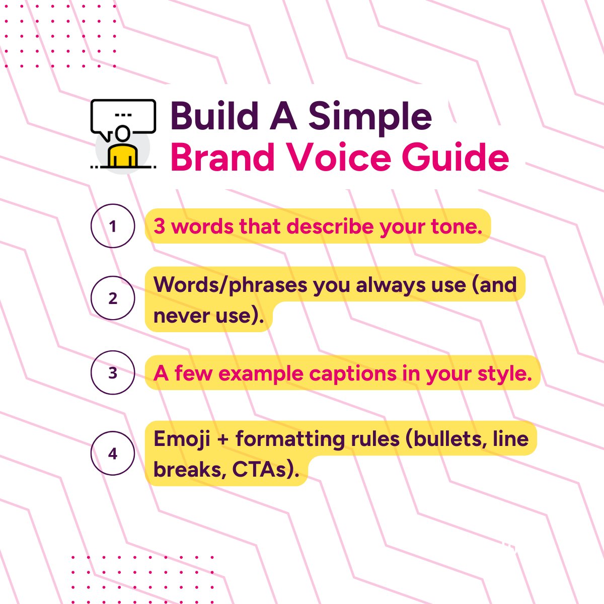 🗣️ Content consistency starts with a voice guide:

✅ 3 tone words (e.g., clear/confident/friendly)
🧾 Words you use + avoid
📌 3 sample captions
😀 Formatting rules (bullets, emojis, CTA)
⚡ Makes posting faster across the team

#Branding #ContentStrategy  #BrandVoice