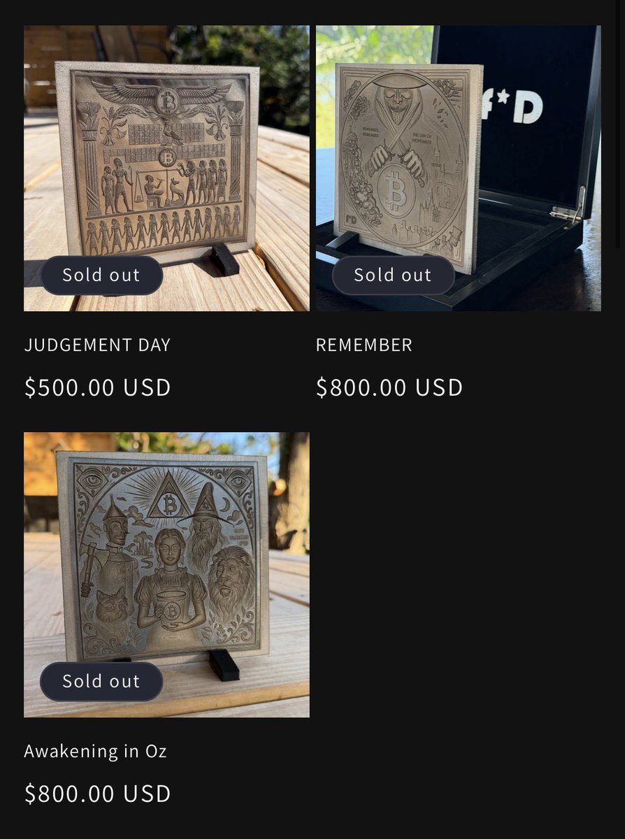 SOLD OUT. ALL OF THEM. 🔥 The Finite Edition collection is officially gone.  Every one-of-one stainless steel Bitcoin heirloom has found a home. Each  piece pushed 3D laser engraving to the limit,
