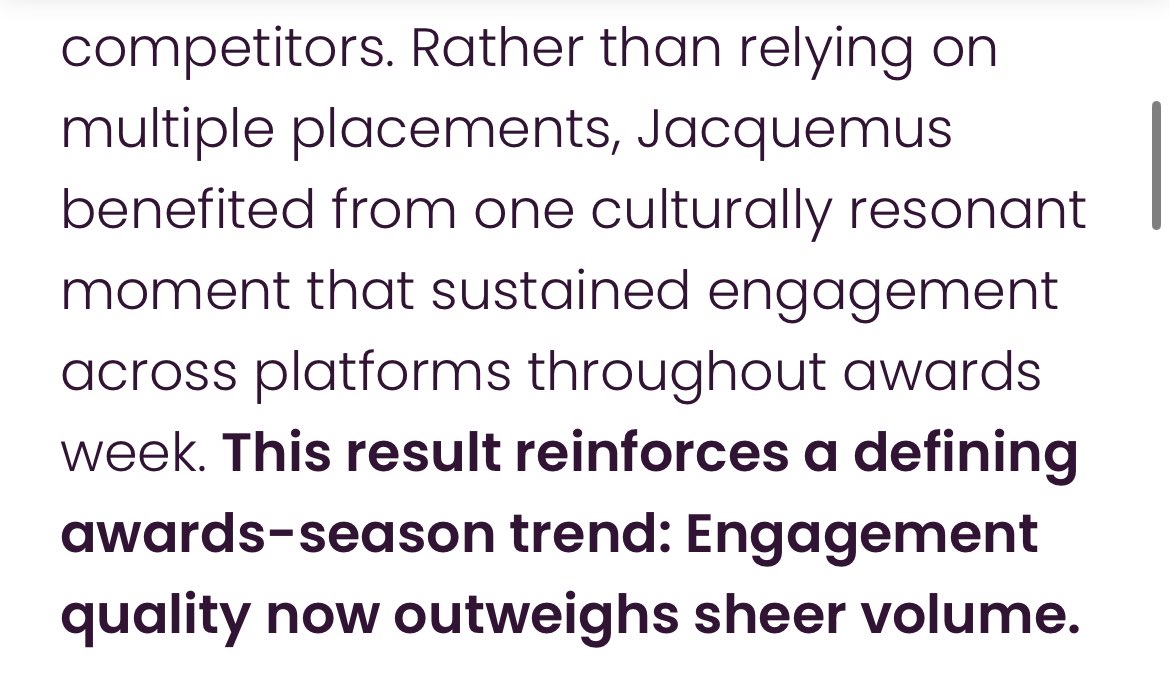 LaliceUpdates's tweet image. Engagement Winners at the Golden Globes 2026:

• Top Luxury Brands by Engagements – Golden Globes 2026 via Wearisma 
(wearisma.com/winners-of-the…)

1. Jacquemus – 3.8M Engagements
(Jacquemus: Engagement Leader at the @goldenglobes 2026)
🗒️ Jacquemus emerged as the clear Engagement…
