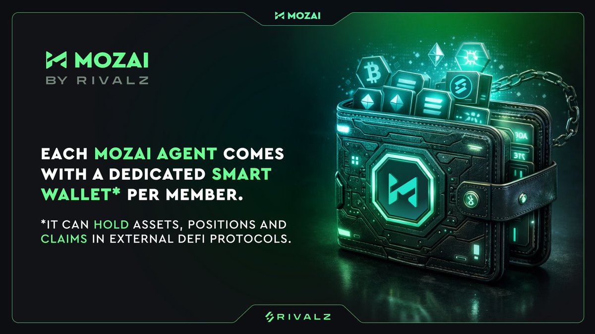 Rivalz_AI's tweet photo. Each MOZAI agent comes with a dedicated smart wallet per member.

That agent routes capital across Compound, Aave, Fluid and Morpho.

It is constantly searching for the best opportunities so you can end up with more USDC or ETH than you started with. https://t.co/PrAXg54acj