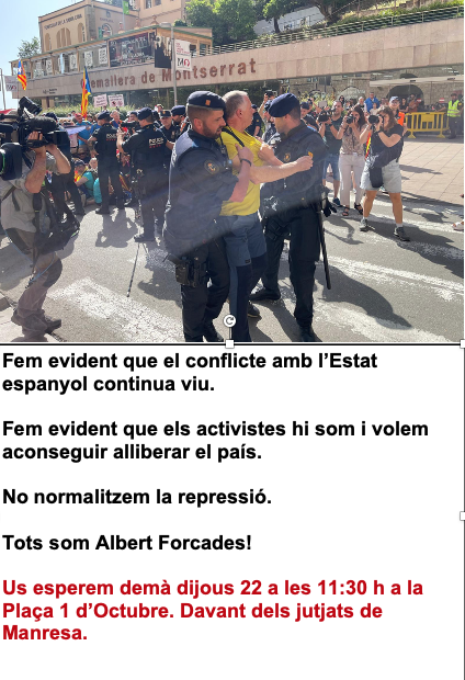 L'Estat espanyol i els partits d'aquí que li donen suport, amb tot el poder polític, econòmic i mediàtic q tenen, ens volen fer creure que el conflicte no existeix. Tot i la repressió que dura més de 300 anys l'hem de fer créixer de manera progressiva i persistent per guanyar-lo.