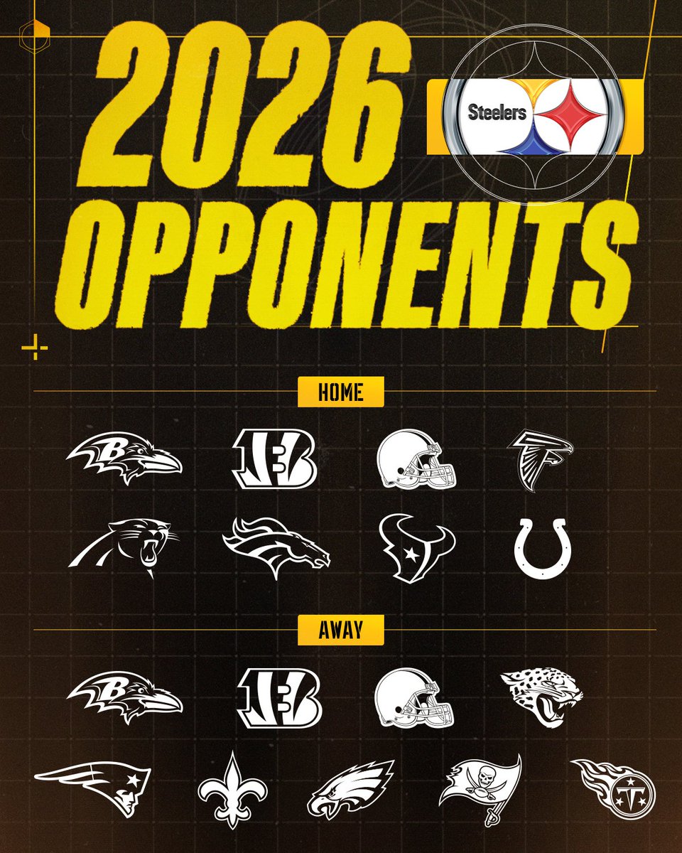steelers's tweet image. Our 2026 opponents are set ⤵️

📝: bit.ly/4pNb6aA