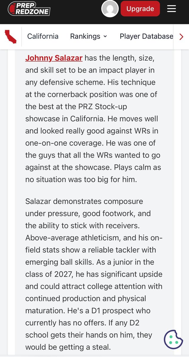 JohnnySalazar08's tweet photo. Thank you @PrepRedzoneCA for a great camp!! @BarlageDaniel @CoachKDuffy @YoungPapaBrock @norcofootball @NorcoFactoryOL https://t.co/FjjdDjVThD