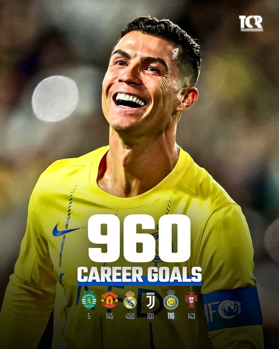 🚨 CRISTIANO RONALDO HAS NOW SCORED 960 GOALS.