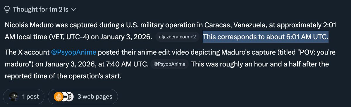 RTSG_Main's tweet image. This weird account "PsyopAnime" made its debut with Maduro's kidnapping. 

Within literally an hour of the kidnapping occurring, this guy made his first edit, not even accounting for the delay between the operation and its news publicly breaking out.

Immediately, it gets…