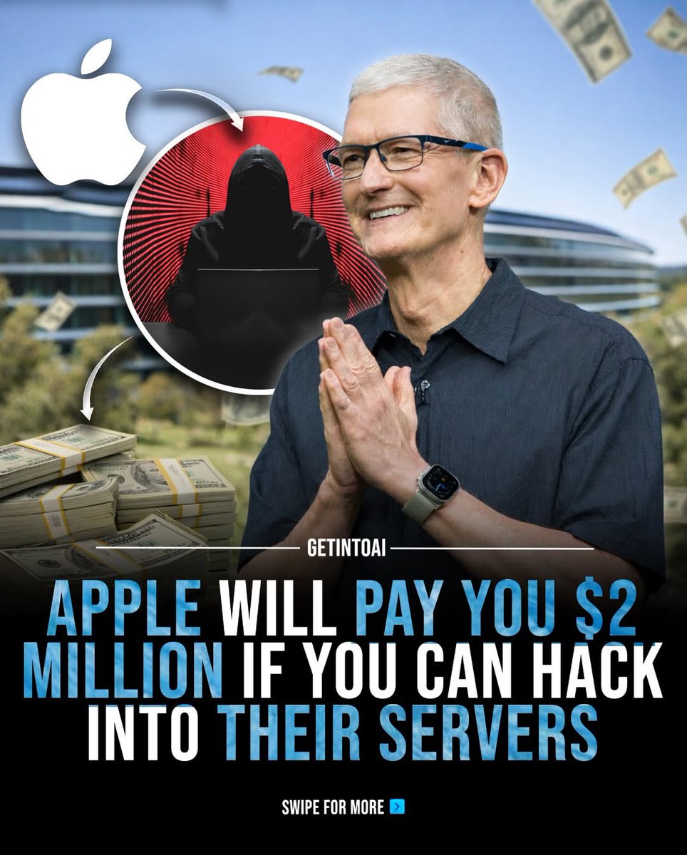 Light_TechX's tweet image. Apple is offering up to $2,000,000 to researchers who uncovers critical vulnerabilities
