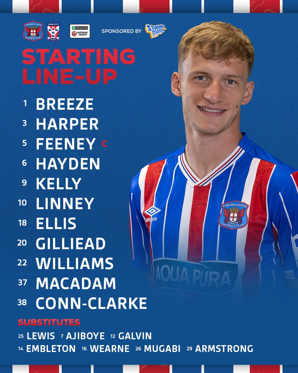 Your Blues to face York City! 🔵

Team news sponsored by <a href="/StanwixPark/">Stanwix Park</a>.