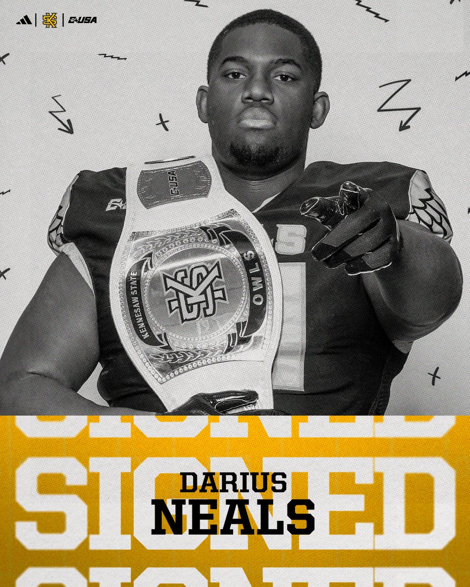 kennesawstfb's tweet photo. 𝐖𝐞𝐥𝐜𝐨𝐦𝐞 𝐭𝐨 𝐭𝐡𝐞 𝐒𝐚𝐰!

⚫️ @DariusNeals5
⚫️ 6-4, 319
⚫️ Ellenwood, Ga.

#ACCELE26TE | #HootyHoo https://t.co/Vvvet7YRSS
