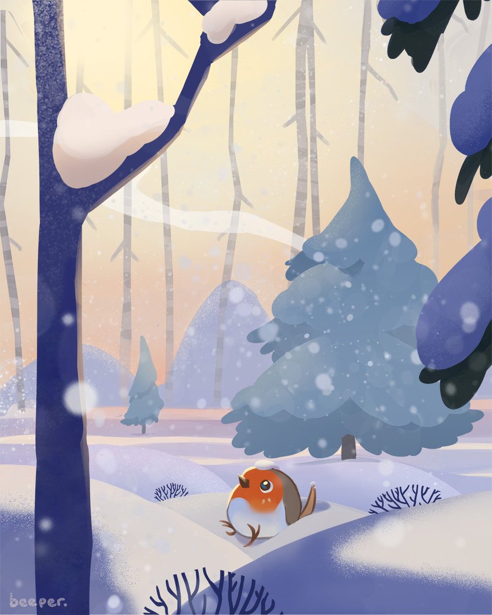 ArtBeeper's tweet photo. First drawing of 2026!!! I almost completely skipped 2025 regarding art, trying to change that now :) Inspired by last week's beautiful snowy weather we had over here! https://t.co/Fd5D3k5Roe