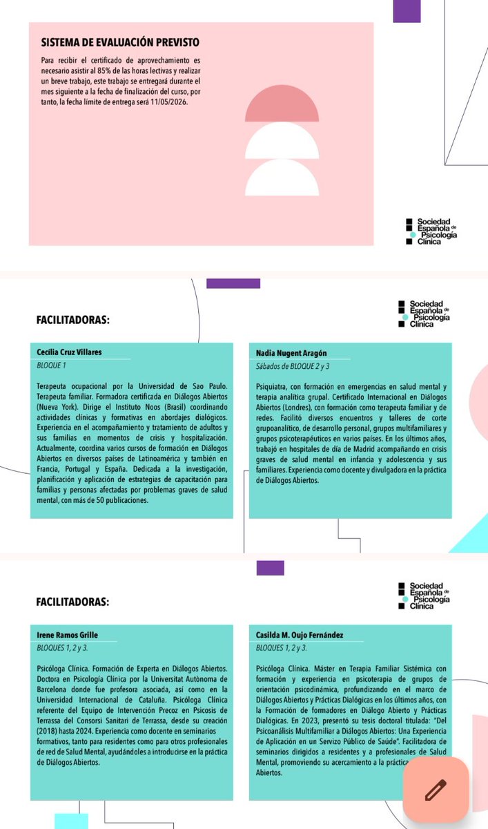 Os invitamos a participar en nuestro curso:

Abriendo Espacio a Diálogos Abiertos en el Sistema Público de Salud.

24 horas, 100% online en viernes y sábados de mañana; 20 y 21 de febrero, 6 y 7 de marzo, 10 y 11 de abril.

Más información en el enlace. 
anpir.org/abriendo-espac…