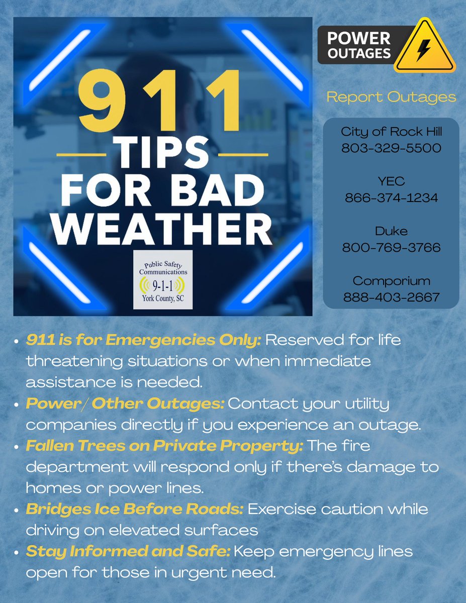 W/the potential of nasty weather, it's crucial to know how to keep safe &amp; when not to call 911 to ensure emergency lines remain open for true emergencies. Follow these guidelines and help save precious seconds for those in urgent need.  #PSC911Education #StormWatch202