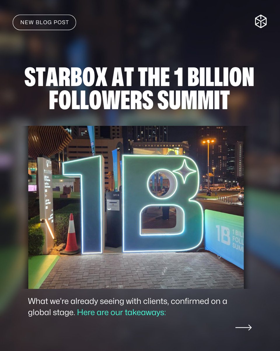 StarBoxAccounts's tweet photo. The #1BillionFollowersSummit in Dubai was a strong reminder of what we’re already seeing with clients, confirmed on a global stage. Less focus on trends, more on building real businesses. Our key takeaways fare in our latest blog: https://t.co/DaqaHuZsd2 https://t.co/Rlb0p30JcJ