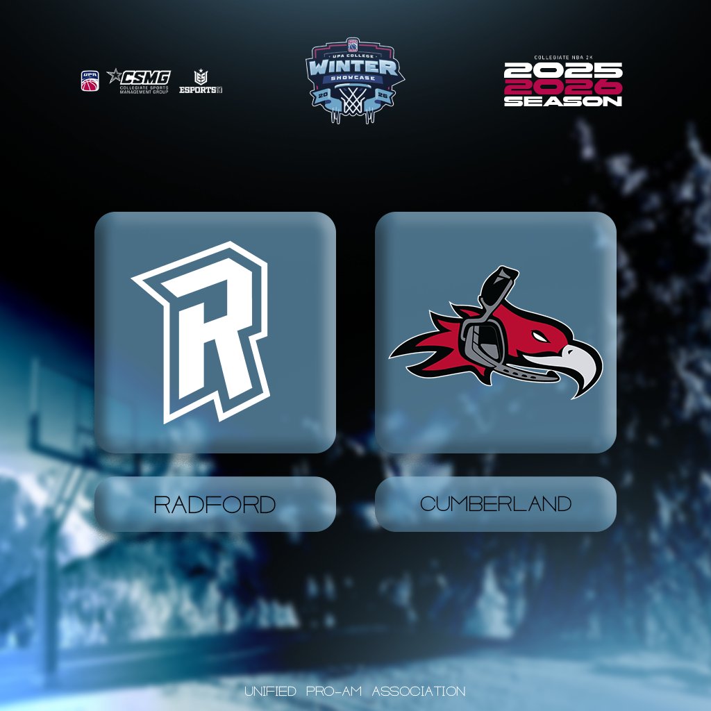 UPACollege's tweet image. ❄️ Matchup Showcase❄️

@RadfordEsports 🆚 @CUeSports21 

After advancing out the Group Stage in the College Cup, the Phoenix look to start off 2026 with a statement win.

The Highlanders look to bounce back after a disappointing College Cup performance and get back to business.