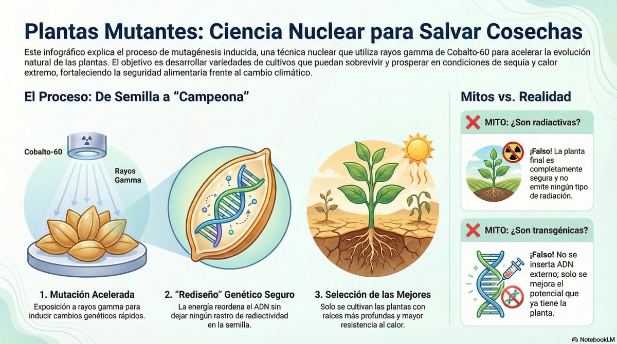 ARCALorg's tweet photo. ¿Plantas "mutantes"?

🧬 ¡No te asustes!
Usamos Cobalto-60 como un "acelerador natural" para encontrar semillas que resistan la sequía. 
⚠️ Importante: 
✅ NO son radiactivas. 
✅ NO son transgénicos. 

Es simplemente evolución acelerada por la ciencia para salvar cultivos. ⚛️🌾 https://t.co/eVsseD5CFp