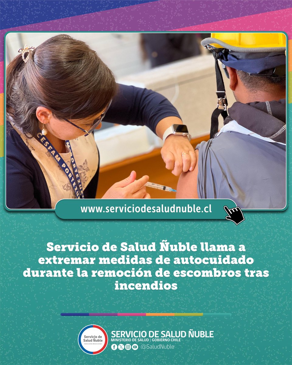 🟢Desde la institución reforzaron que quienes no se hayan inoculado contra el tétanos en los últimos 10 años y estén realizando labores de riesgo durante la emergencia pueden acercarse a su centro asistencial más cercano para el proceso de inmunización.