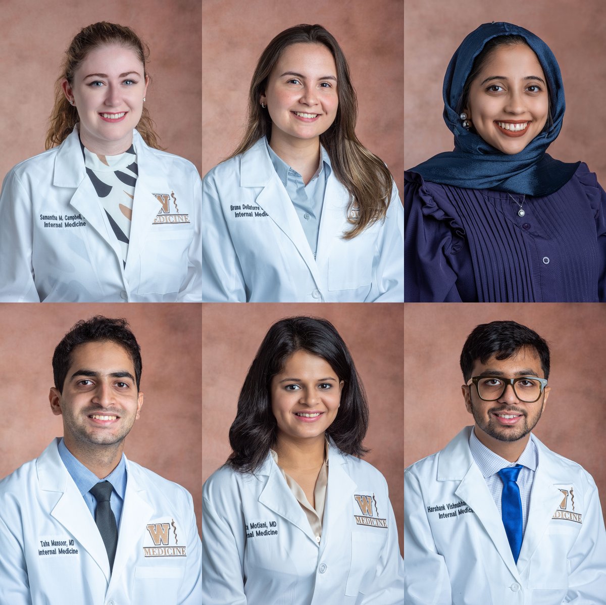 WMUMedicine's tweet photo. Kudos to the six physicians from our Internal Medicine residency program who took part in a successful Fellowship Match - Drs. Samantha Campbell; Bruna Dellatorre Diniz; Ayema Haque; Taha Mansoor; Vanita Motiani, and Harshank Patel. See more at https://t.co/yVAQ0zAgHn #WMed https://t.co/oMGzEfKtK7