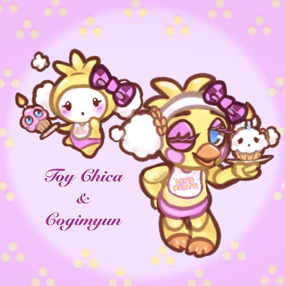 bweemic's tweet image. toy chica and cogimyun