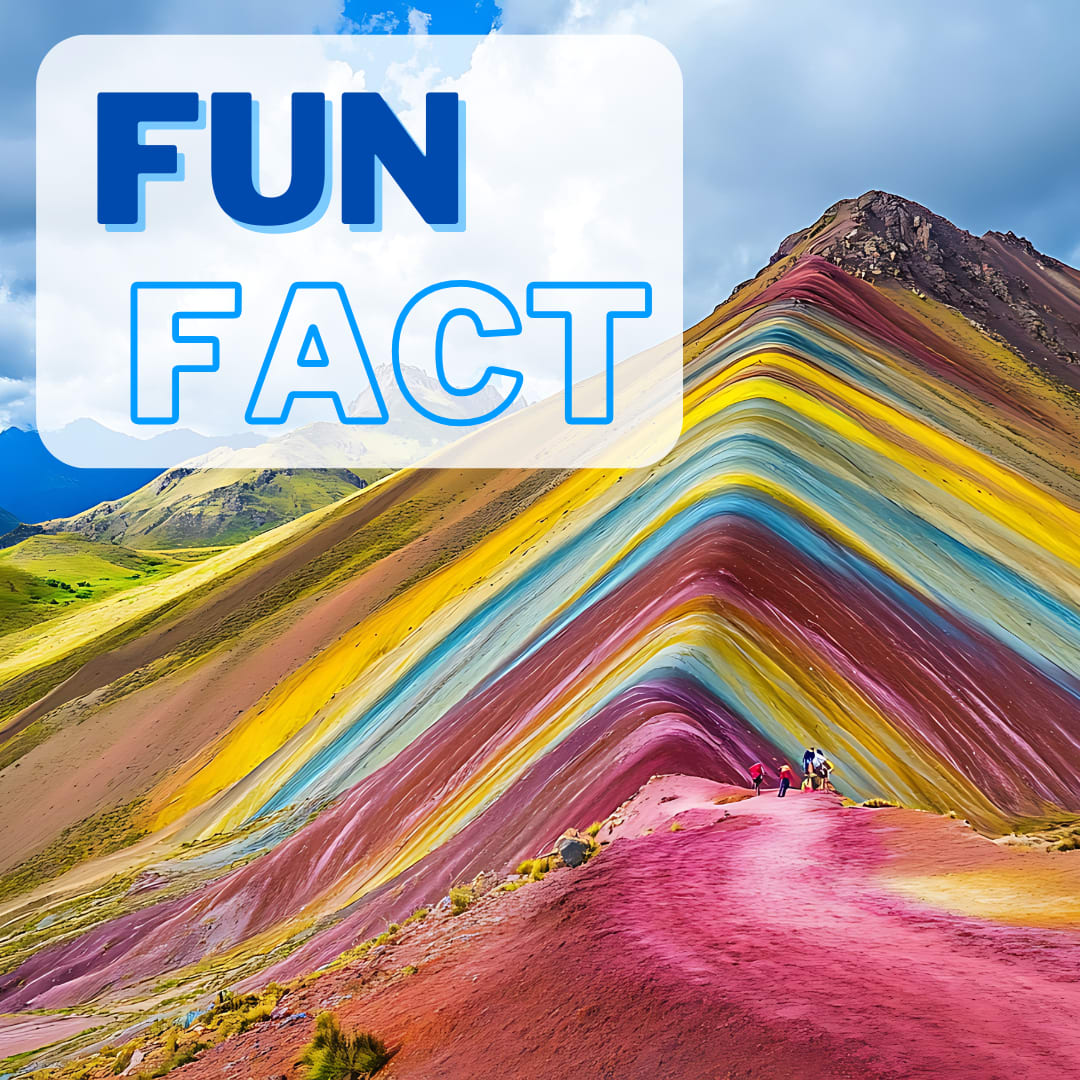 🌈 Fun fact: Peru’s Vinicunca Rainbow Mountain gets its stripes from minerals—red from iron, green from copper, and more! ⛰️ Would you visit this natural wonder? Drop a 🌄 if it’s on your list! (361) 208-0898