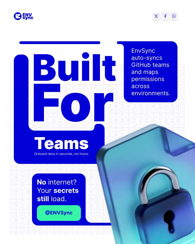 envsync's tweet photo. top leaking secrets. Start syncing them.
EnvSync is almost here. Secure env management made simple.

#DevTools #SaaSTools #DeveloperTools #APISecurity #SecretsManagement #EnvSync #SecureByDesign https://t.co/YfjPBfCjNd