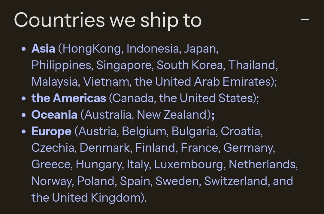 cowbreadOvO's tweet photo. The product can only be delivered to these regions. Please check this before participating in giveaway https://t.co/Vi9qR5NPWo