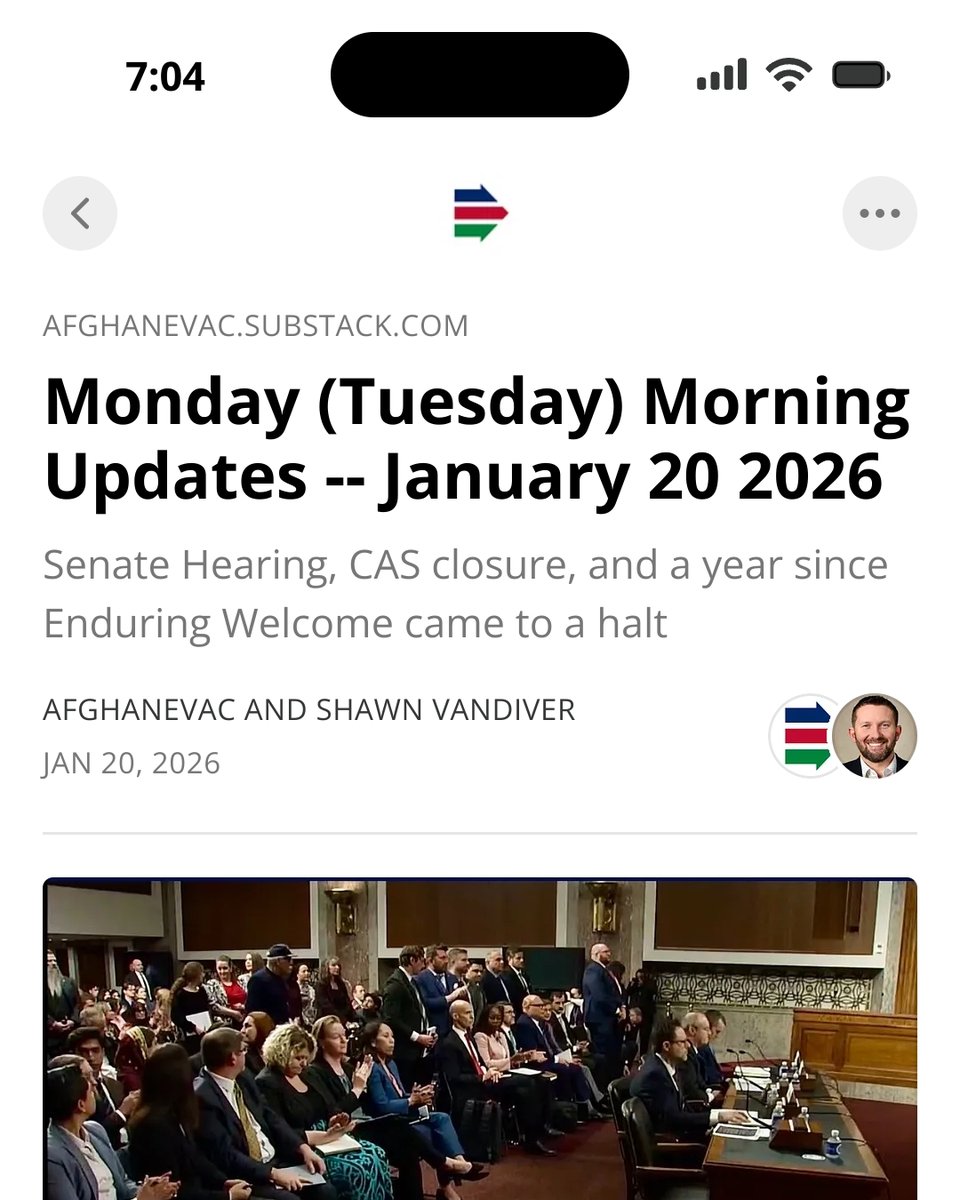 This week's update is posted now, make sure to check it out to stay up to date on all issues related to the relocation and resettlement of our Afghan Wartime Allies. #AfghanEvac

afghanevac.substack.com/p/monday-tuesd…