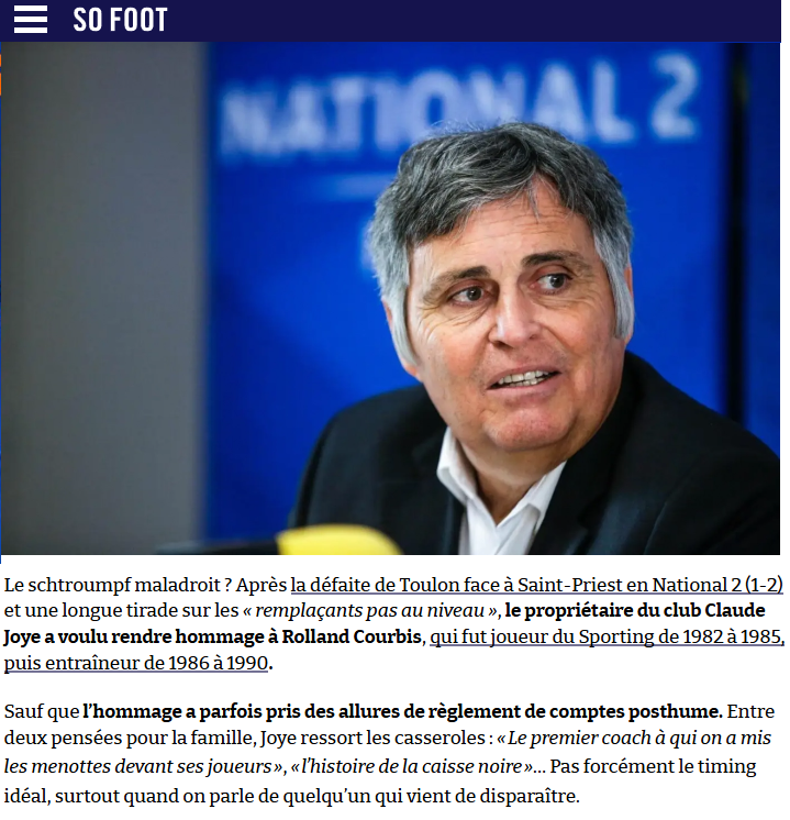 toulonmerite's tweet photo. @sofoot  épingle Claude Joye pour ses propos honteux #Samedi à la suite de la disparition de Rolland Courbis. Mépriser le #passé, détruire le #présent, ça suffit : direction démission !
@footnational  @Var_Matin @lequipe  @RMCsport  @AfterRMC @BFMVar https://t.co/ZhSm7npoRM