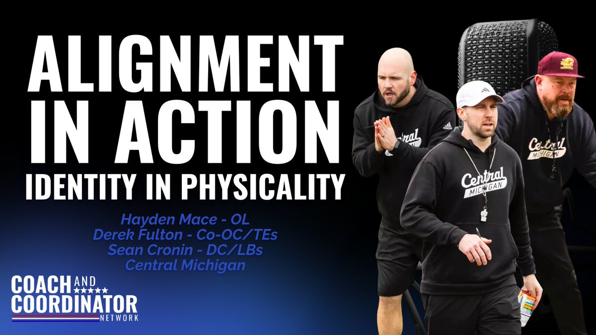 CoachKGrabowski's tweet photo. Alignment only matters if it holds up in the work.

Episode 3 of Alignment in Action shows how physicality is built at Central Michigan through daily habits, shared accountability, and simple systems that allow players to play fast and violent under pressure.

Featuring @CoachHaydenMace, @CoachDFulton, & @CoachSeanCronin

Listen below.
Apple:https://t.co/snAwz4Ho8f
Spotify:https://t.co/ertpnsFBwl