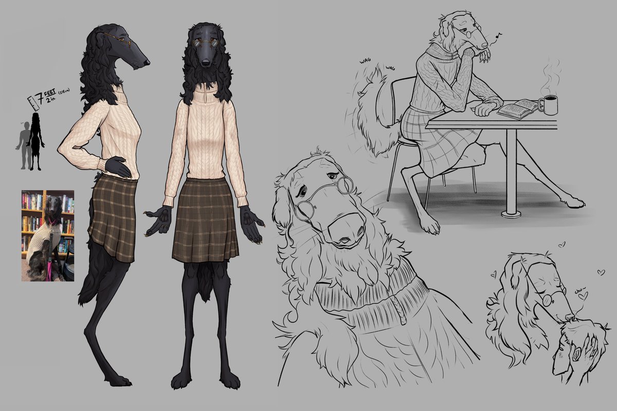 yigarjpg's tweet image. i had a vision. long borzoi bookworm girl