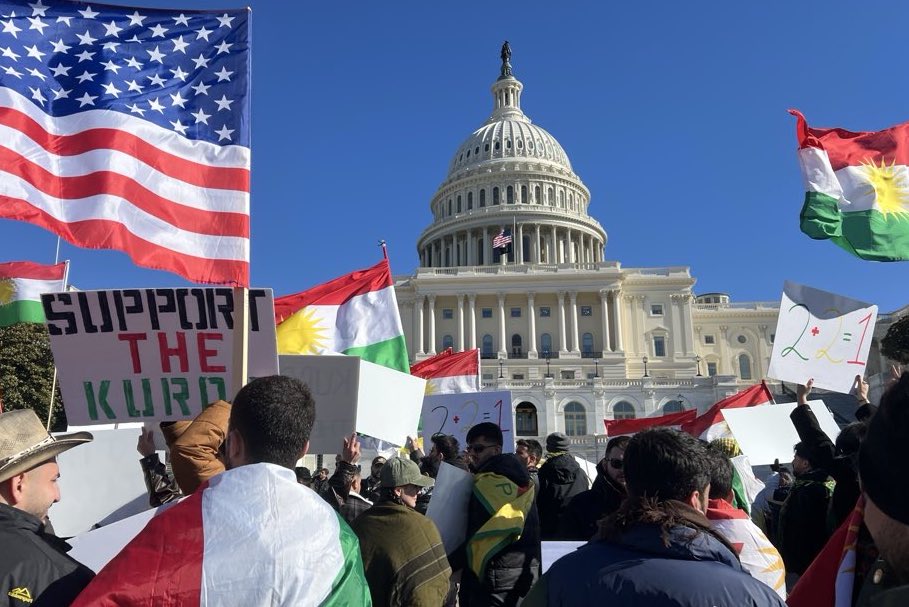 AFKurds's tweet image. Kurdish-Americans showing their support for Rojava on Capitol Hill.