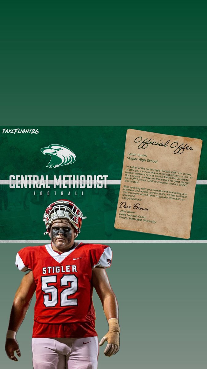 CoachJeffCotton's tweet photo. Stoked to offer @latchsmith52 and hopefully he chooses to join The Nest 🪹 @cmueaglesFB @CoachDaveBrown #TakeFlight #JoinTheNest #EarnYourWings 🦅💚🤍 https://t.co/tuF5Ui1bNf