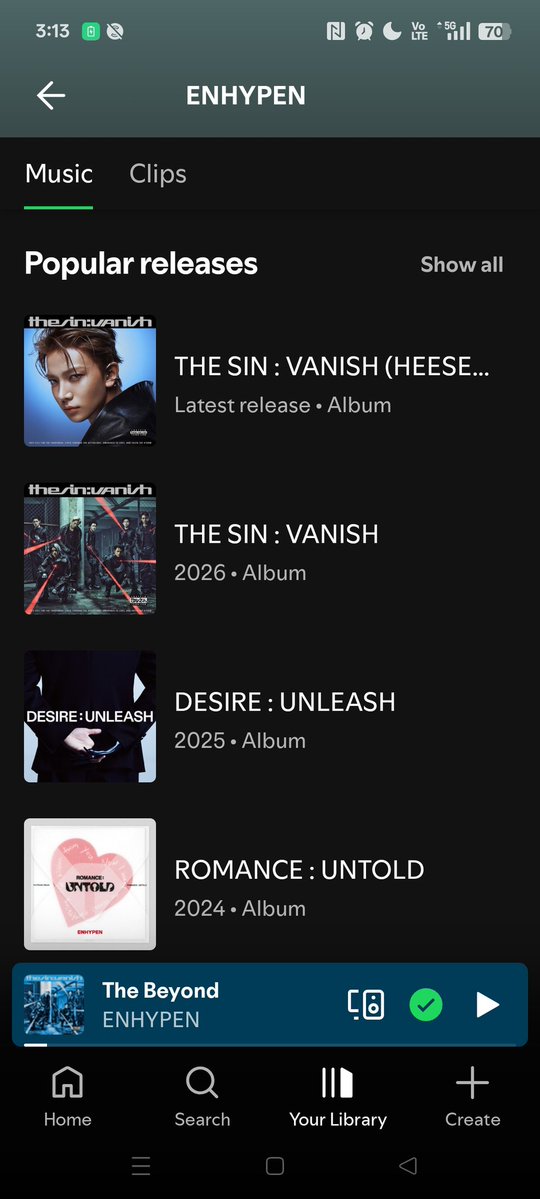 happytitaa's tweet image. #THESIN_VANISH #HEESEUNG Ver Album appears as the most Popular of the members individual versions on Spotify, although most of us engenes likes Sunghoon's Remix Ver best.