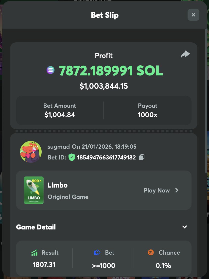 patricia49rzb1s's tweet image. Had a few 500k+ wins before but this is my first $1m win! 

$1,000 bets at 1,000x on Limbo! The 31st click hit the million!! Thanks @bcgame love you!! 

Giving away 10x $1k in SOL. RT, Like &amp;amp; Follow. @grok pick 10 winners in 24 hours from now!