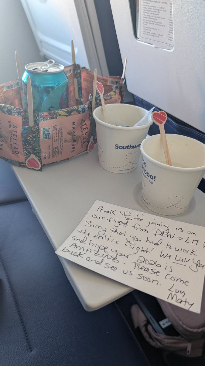 I'm on a quick work trip, trying to get everything done before I start my second round of cancer treatment tomorrow. A fantastic <a href="/SouthwestAir/">Southwest Airlines</a> flight attendant saw I was working the whole time and brought me a sweet treat for a welcome moment of calm. Thanks, Maty! #Southwest