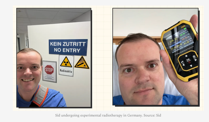 antonello's tweet image. Estoy ojiplático con esta historia y lo que nos puede contar del futuro de la medicina.

En 2022, Sid Sijbrandij era el CEO que había llevado a GitLab (100% remoto, 6400 millones de valoración) a bolsa. A los 45 le detectaron un tumor de 6 cm en la columna. Cirugía, radio, quimio…