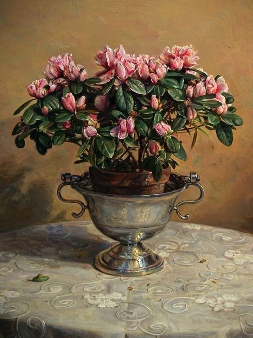 ivanik_oksana's tweet image. Painting by Capel, Antonio Guzmán (España 1960-) 
 Azalea rosa n.d.l.