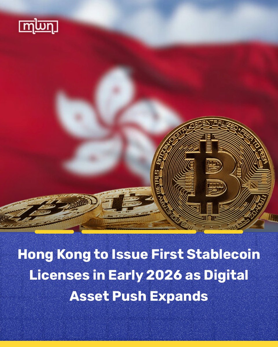 HongKong plans to issue its first #stablecoin licences in early 2026 as  part of a broader push to build a regulated #digitalasset market and  strengthen its position as a regional financial hub