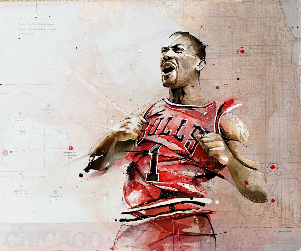 chicagobulls's tweet image. The details in this @drose artwork 🌹🤯